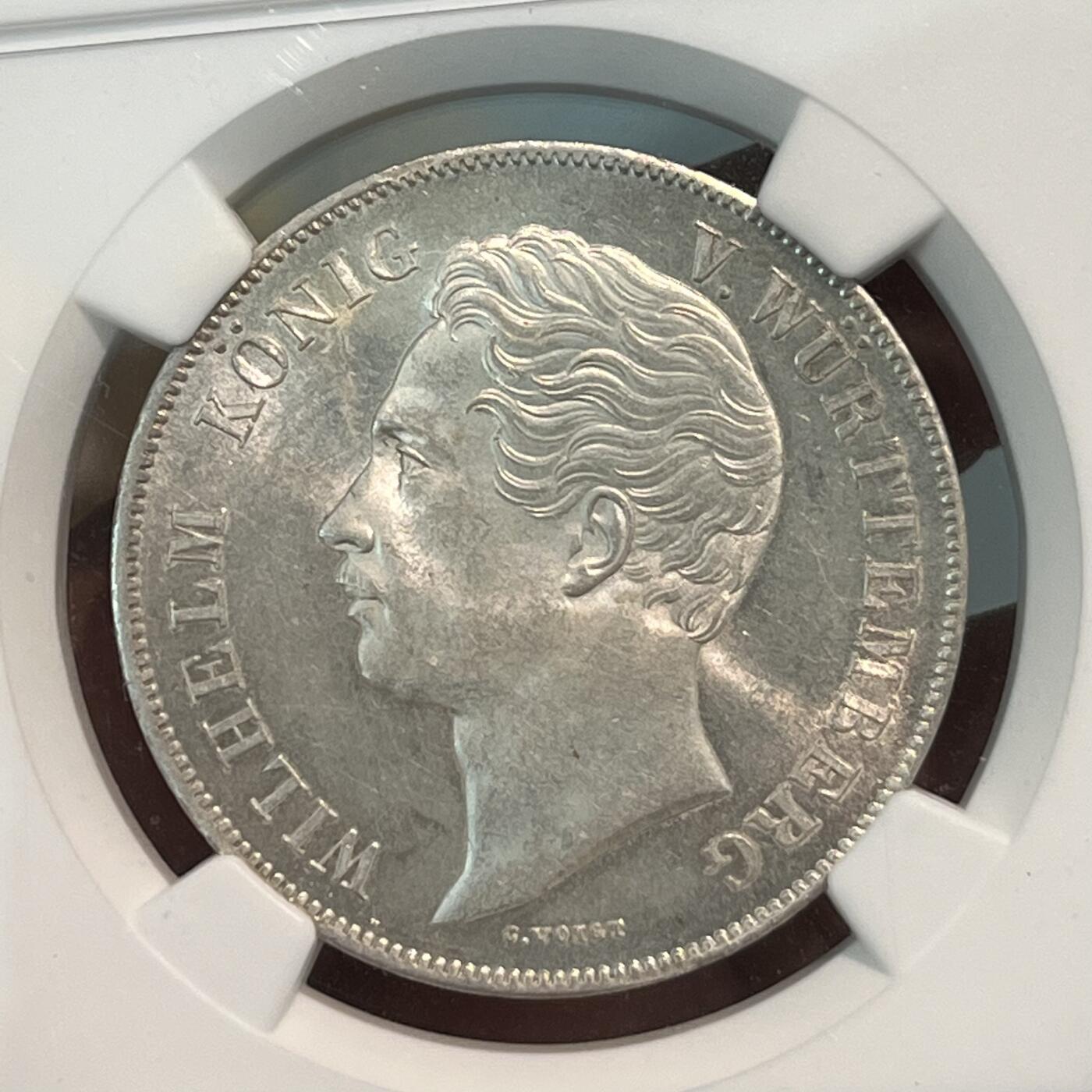 NGC-MS63 1847符腾堡狮鹿纹章2盾大银币唯一亚军