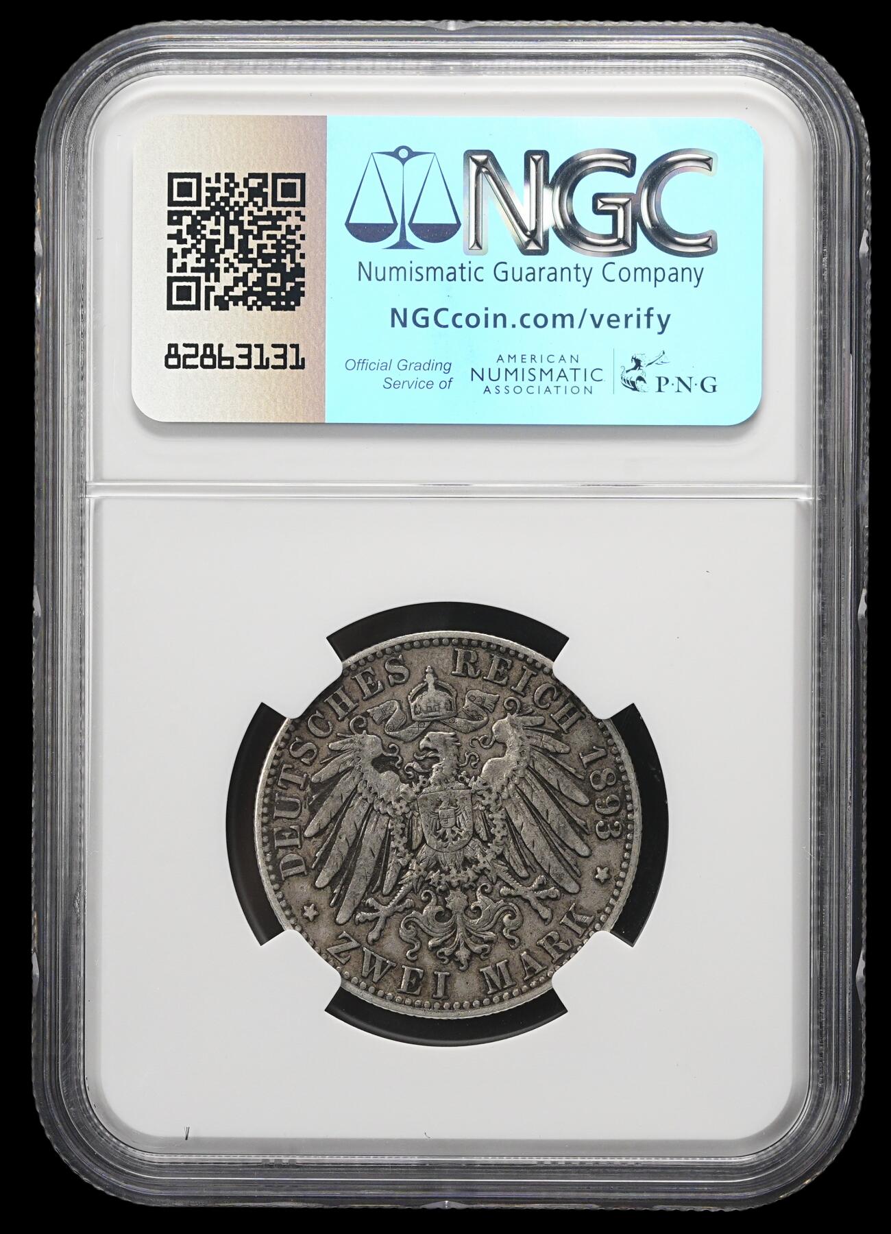 修遠堂世界钱币第三十七期 全场包邮 少见年份 NGC XF40 1893年萨克森2马克银币 书价160美金