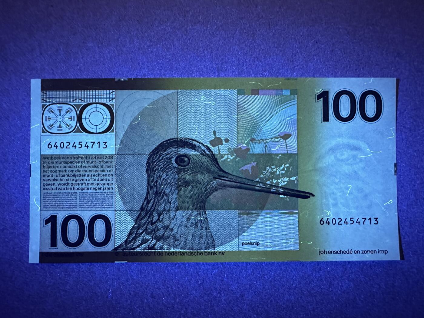 《张总收藏》164期-周日外币超精品 荷兰100盾 UNC 1977年 经典水鸟