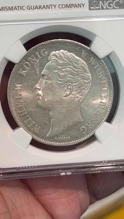 NGC-MS63 1847符腾堡狮鹿纹章2盾大银币唯一亚军