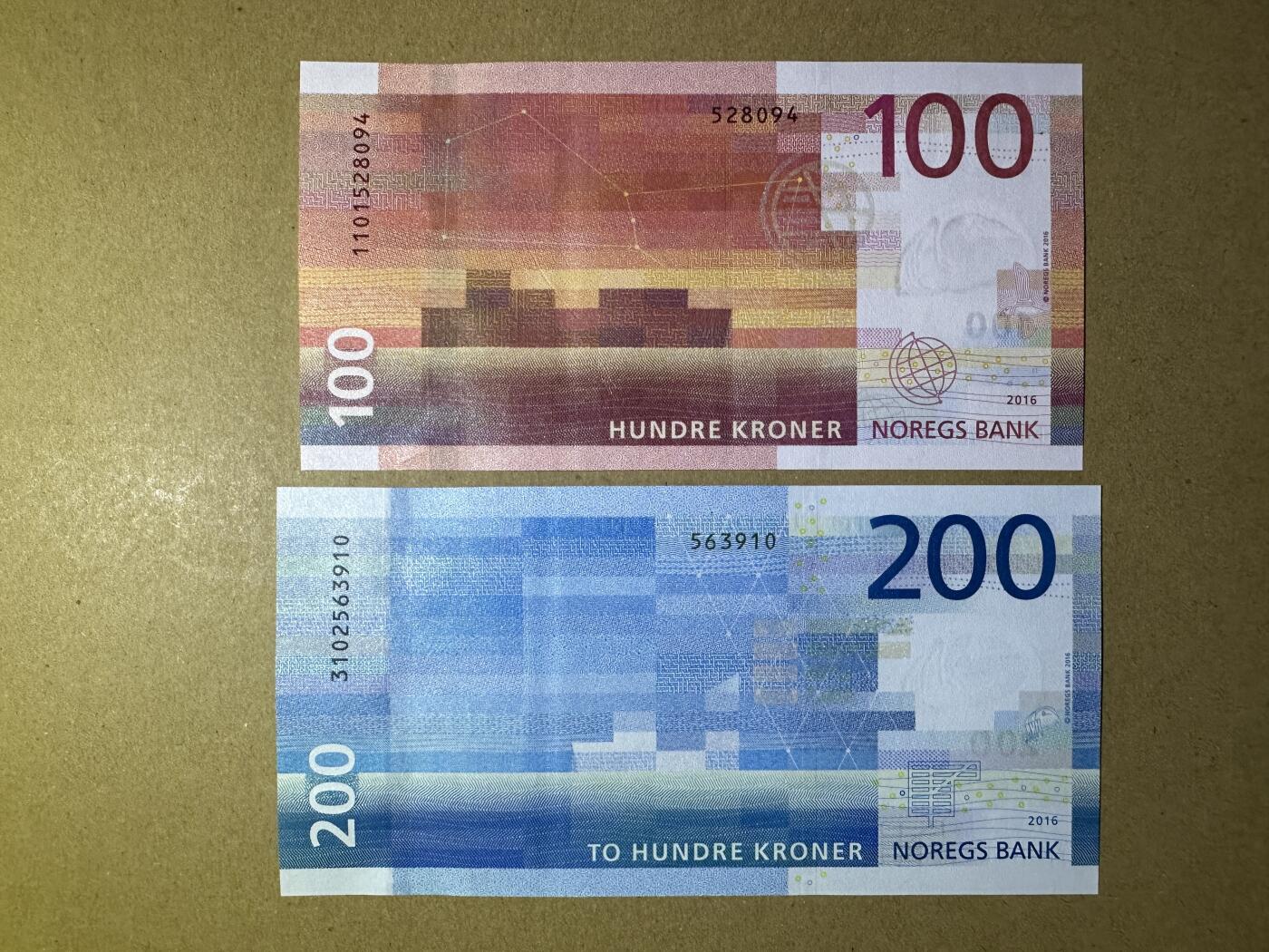 《张总收藏》164期-周日外币超精品 挪威100、200克朗 UNC 海洋版