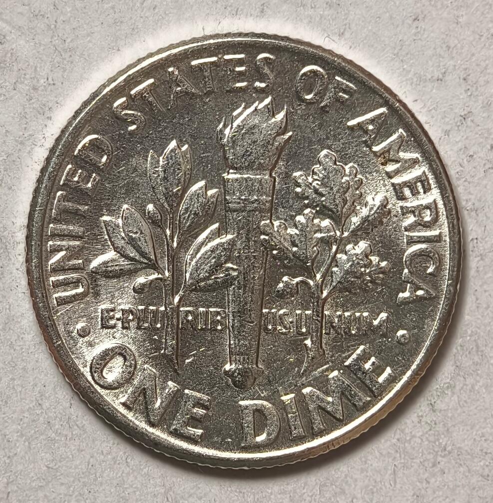 紫瑗钱币——第412期 美国 1963年 罗斯福 10美分 2.5克 0.9银  AU