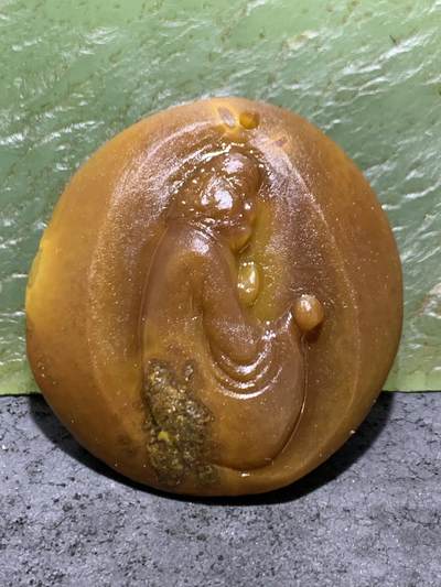 精美亚光高玉化草花纹战国红手工雕刻达摩吊坠一个 - 精美亚光高玉化草花纹战国红手工雕刻达摩吊坠一个