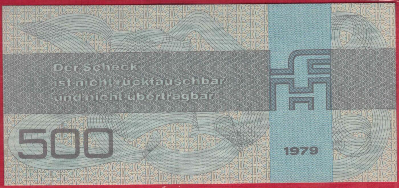 德国(东德 民主德国)1979年500马克 外汇券 AA冠 实物图 UNC