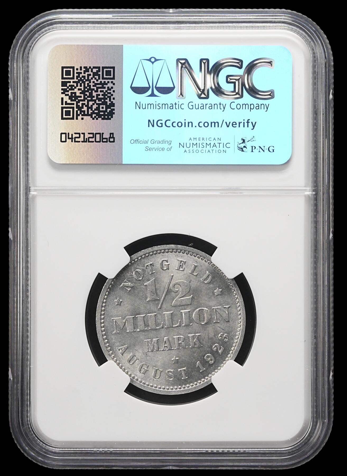 修遠堂世界钱币第三十七期 全场包邮 NGC MS64 1923年德国紧急时期汉堡50万马克