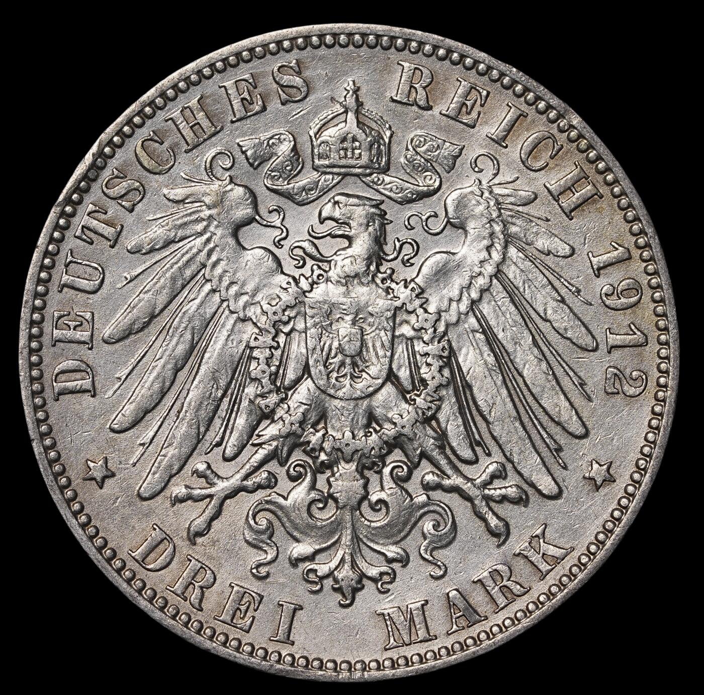 修遠堂世界钱币第三十七期 全场包邮 1912年萨克森3马克银币