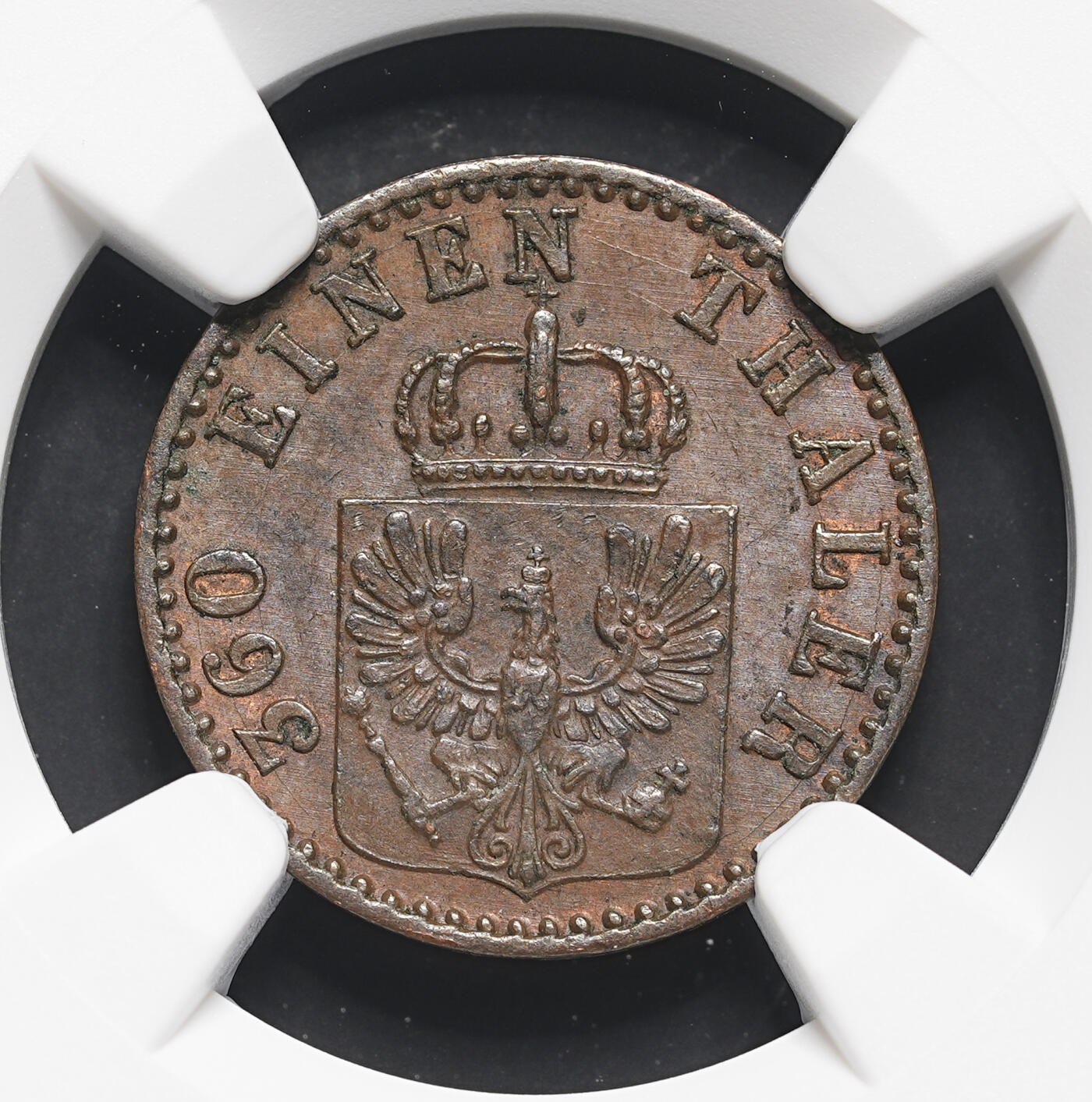 修遠堂世界钱币第三十七期 全场包邮 NGC MS61BN 1864年普鲁士1芬尼铜币
