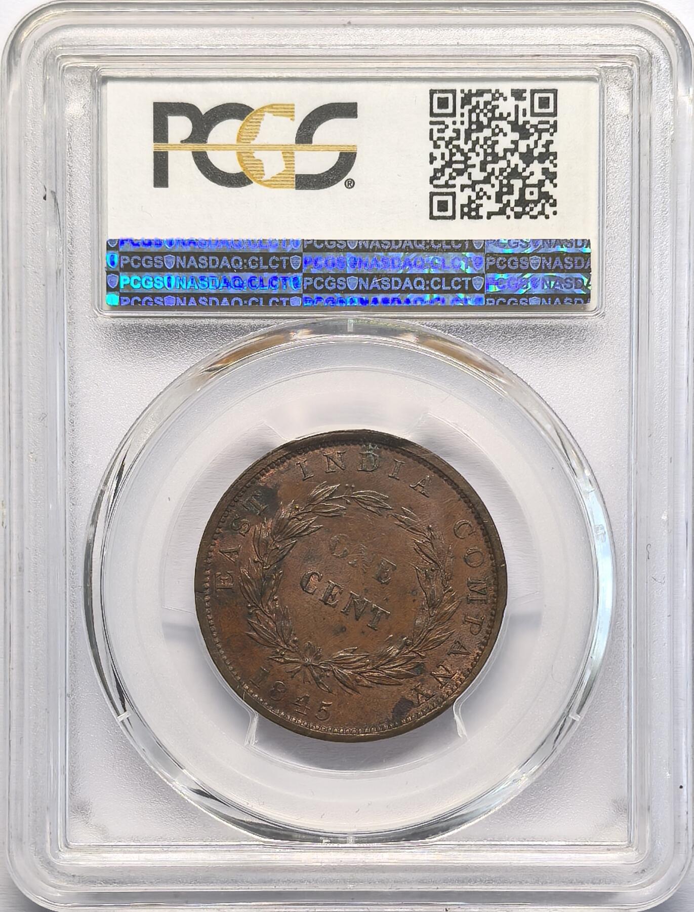 凡希社世界钱币微拍第二百八十二期 1845海峡殖民地小维1分铜币PCGS-AU55