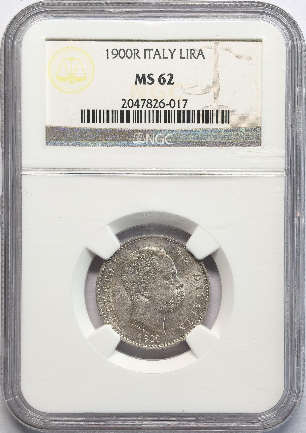 凡希社世界钱币微拍第二百八十二期 1900R意大利翁贝托里拉银币NGC-MS62