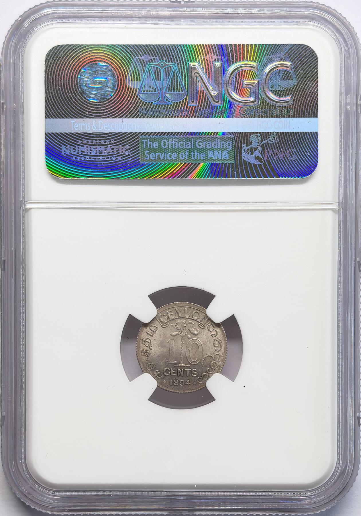 凡希社世界钱币微拍第二百八十二期 1894英属锡兰小维10分银币NGC-MS64