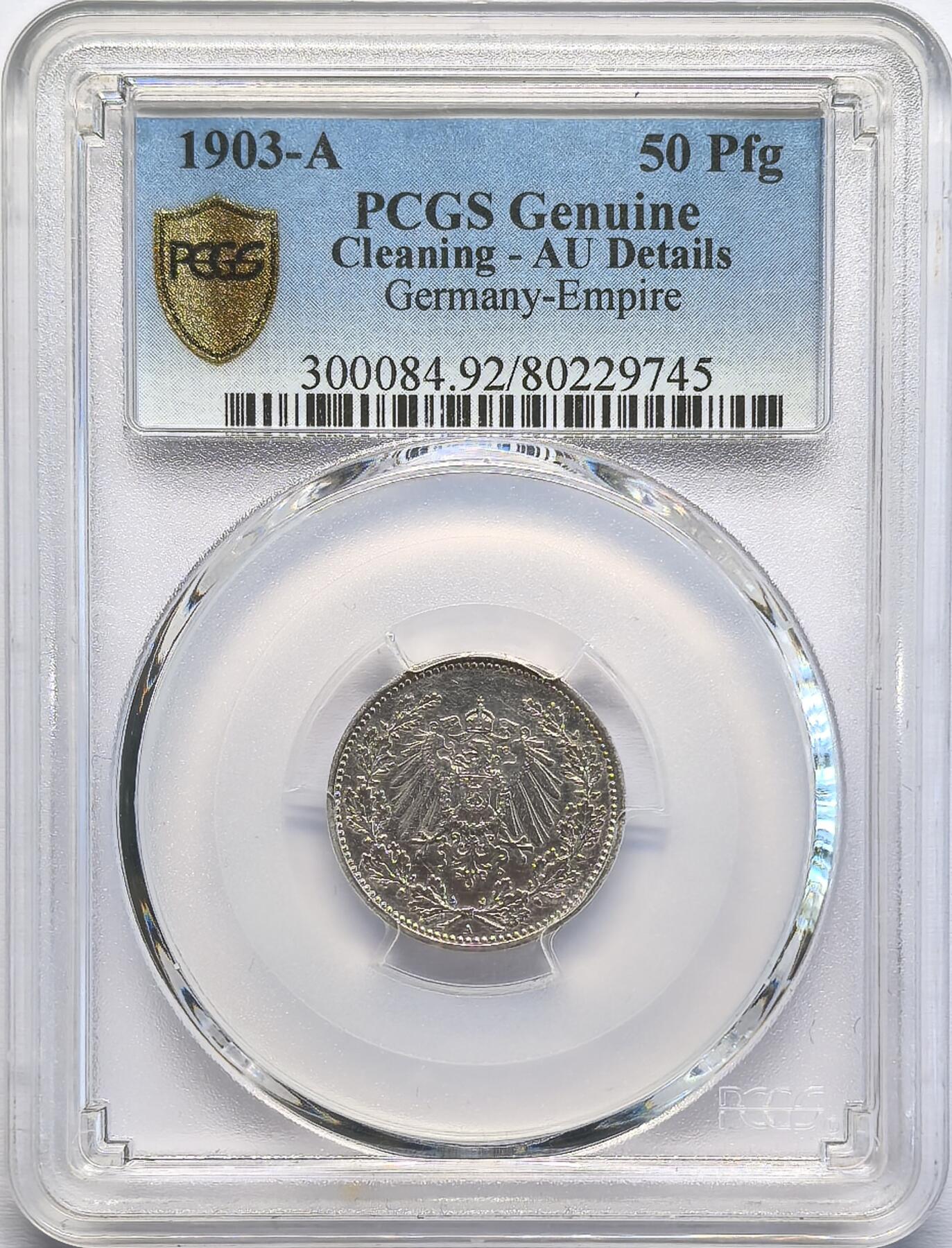 凡希社世界钱币微拍第二百八十二期 1903A德国50芬尼银币PCGS-AUD