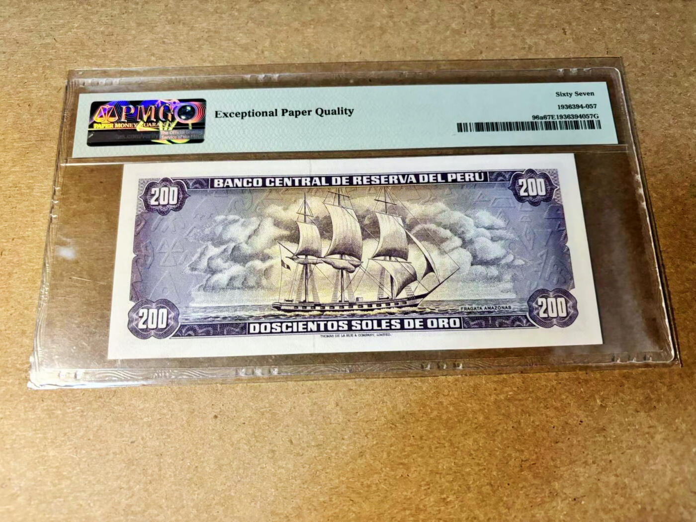 【Blue Auction】✨世界纸币精拍第533期【精】 秘鲁 1968年200索尔 PMG67EPQ 高分