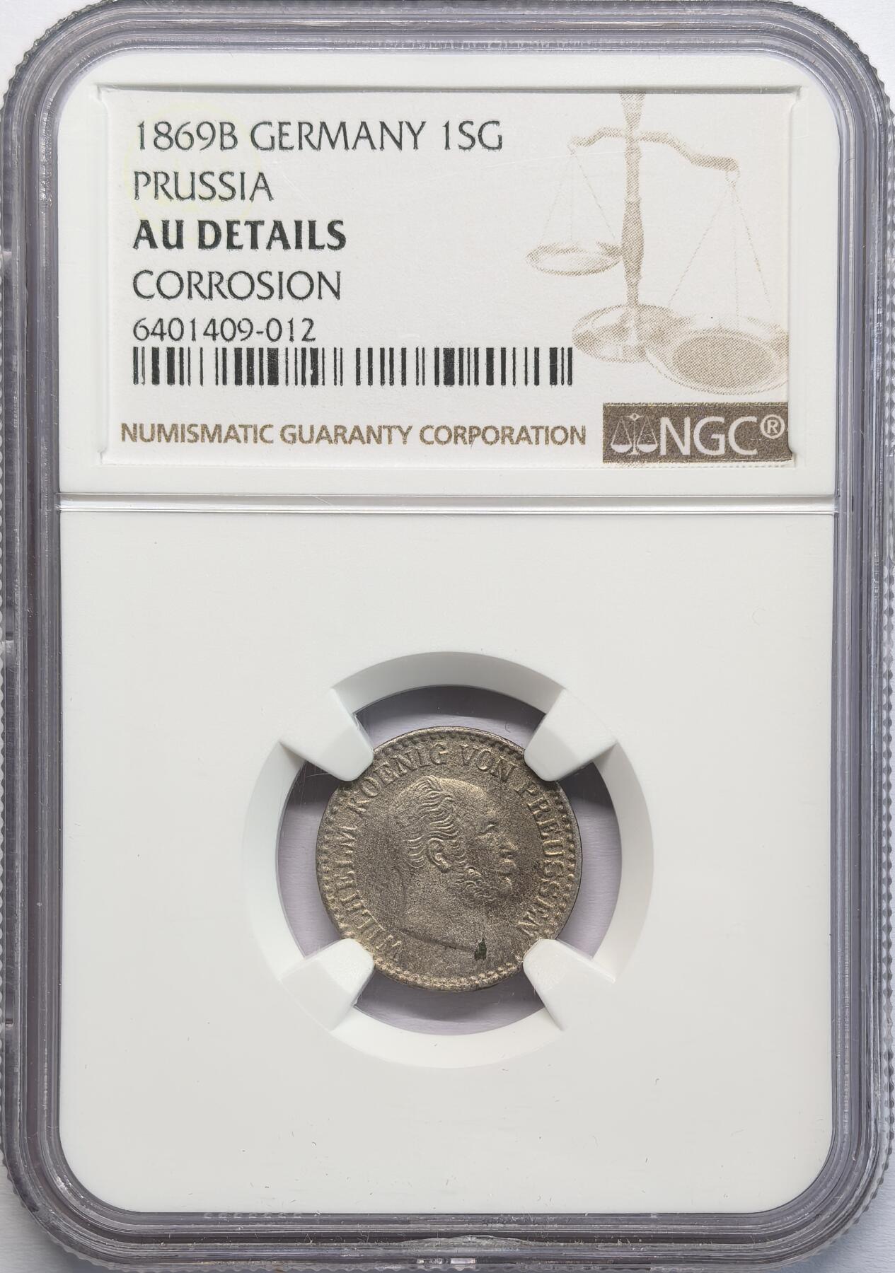 凡希社世界钱币微拍第二百八十二期 1869德国普鲁士1SG银辅币NGC-AUD