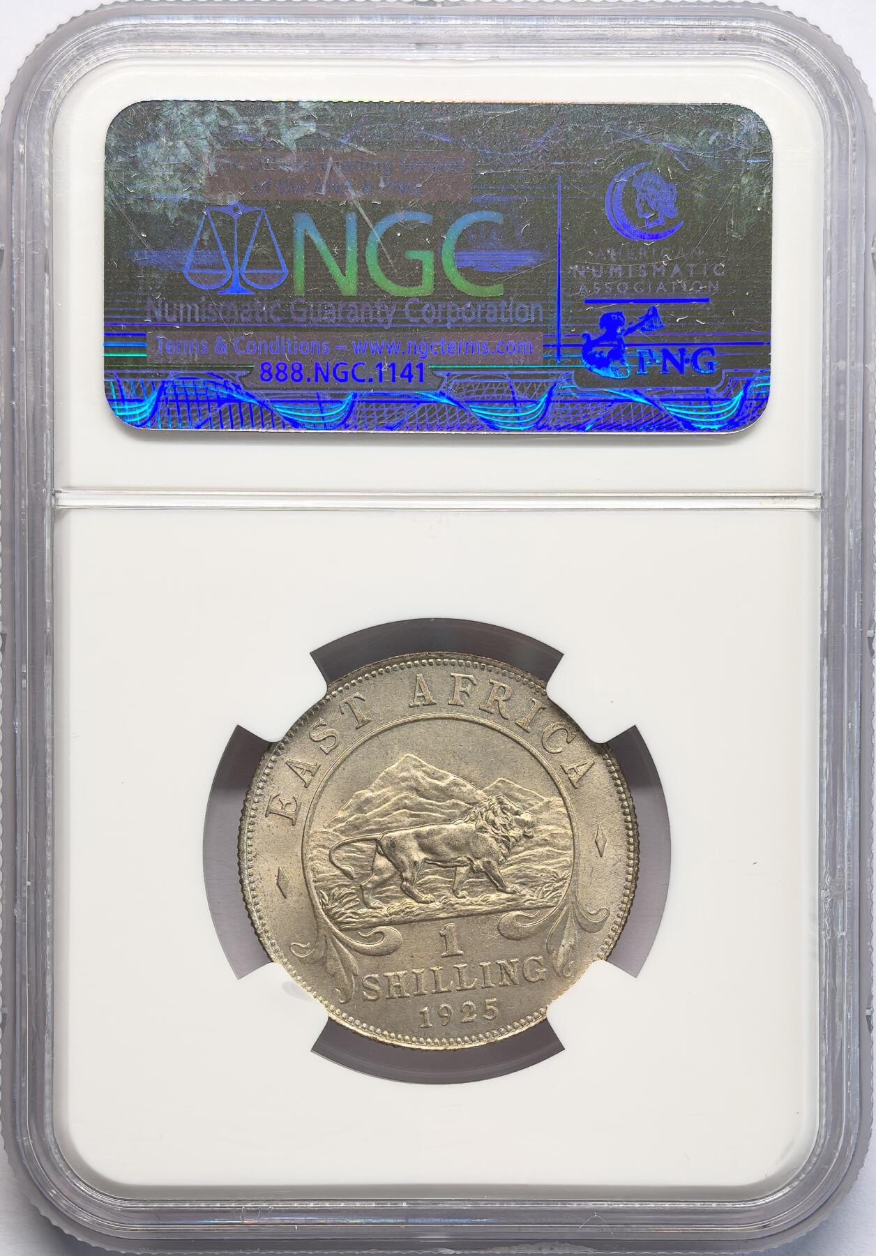 凡希社世界钱币微拍第二百八十二期 1925东非乔五先令银币NGC-MS65