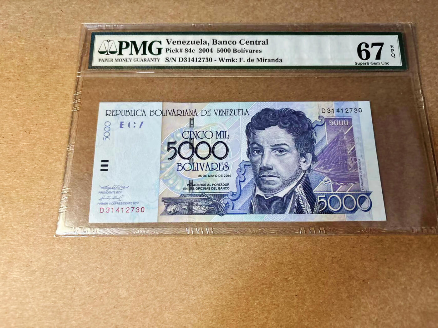 【Blue Auction】✨世界纸币精拍第533期【精】 委内瑞拉 2004年5000玻利维亚诺 PMG67EPQ 高分