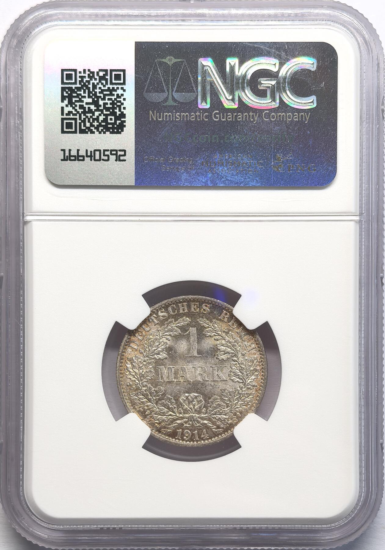 凡希社世界钱币微拍第二百八十二期 1914A德国银马克NGC-MS66