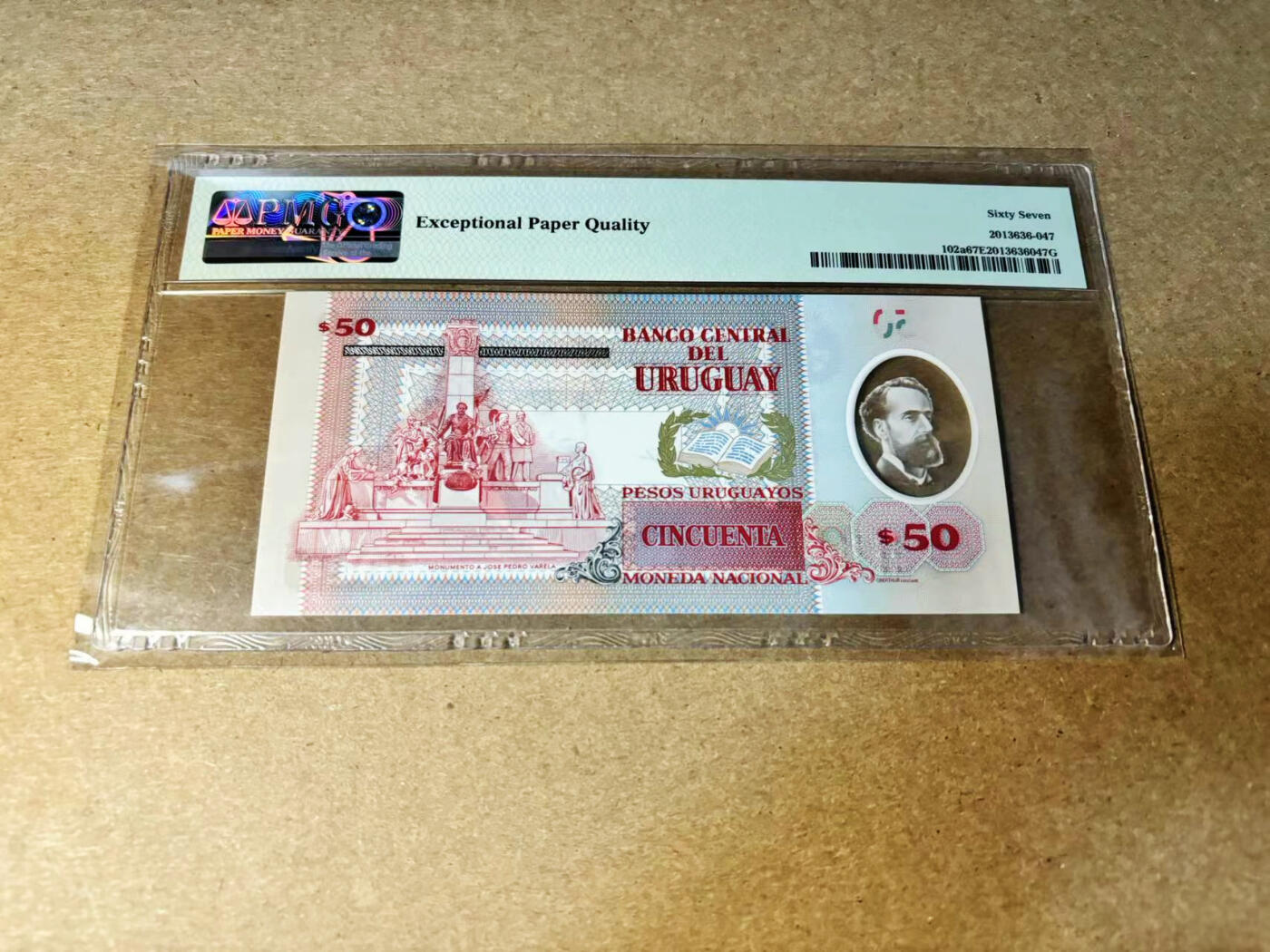 【Blue Auction】✨世界纸币精拍第533期【精】 乌拉圭 2020年50比索  PMG67EPQ 高分