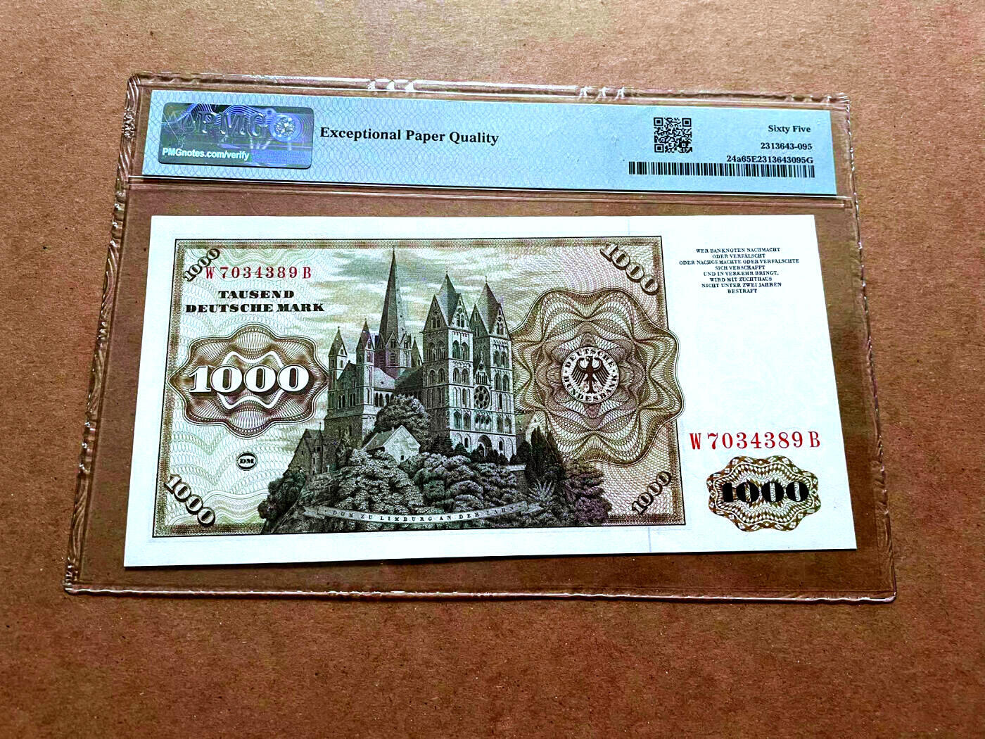 【Blue Auction】✨世界纸币精拍第533期【精】 【初版】德国 1960年1000马克 经典舍那 雕刻极致 PMG65EPQ 绝品