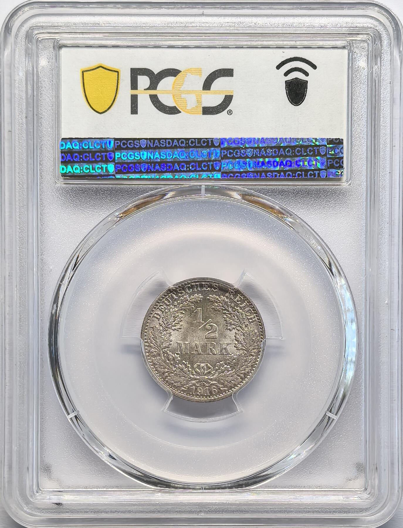 凡希社世界钱币微拍第二百八十二期 1916A德国1/2马克PCGS-MS66