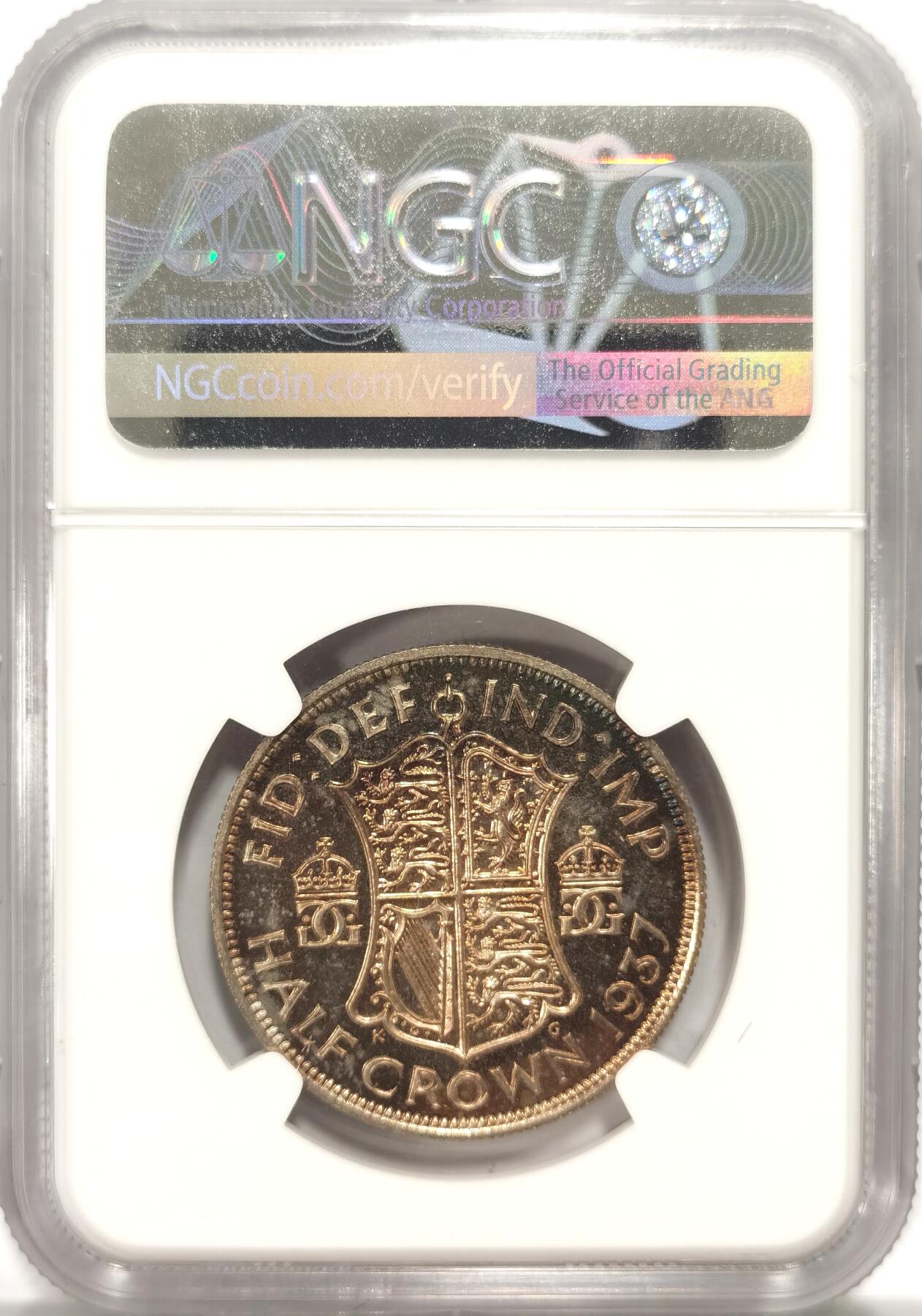 博洋堂“长夏未央”8月精品专场暨第089期（全场包邮） 1937年英国乔治六世半克朗精制银币NGC-PF62，原汁原味五彩老包浆，极美五彩，包浆醇厚润泽又犀利，PROOF精制币