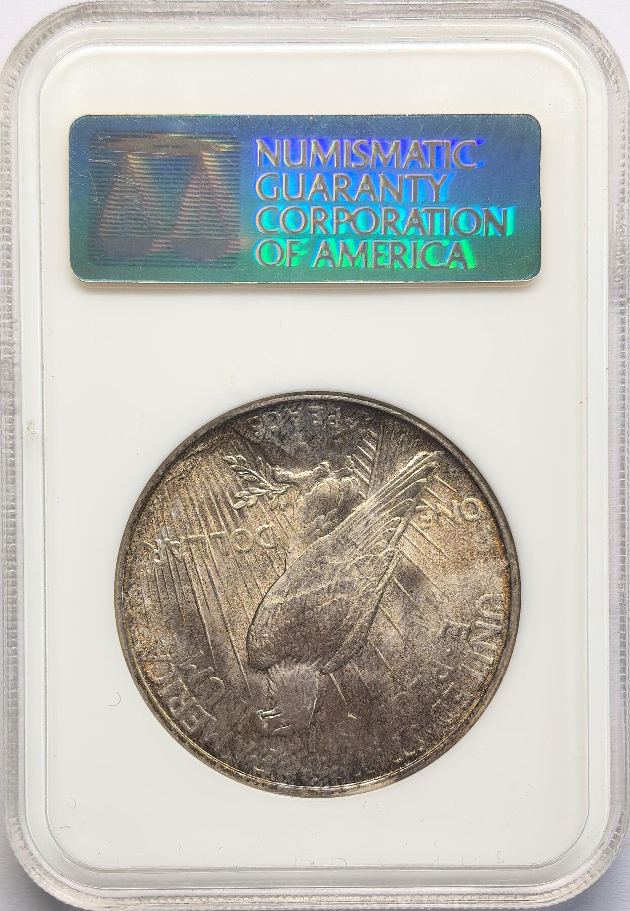 凡希社世界钱币微拍第二百八十二期 1922美国和平壹元NGC-MS64，洒金皮壳。