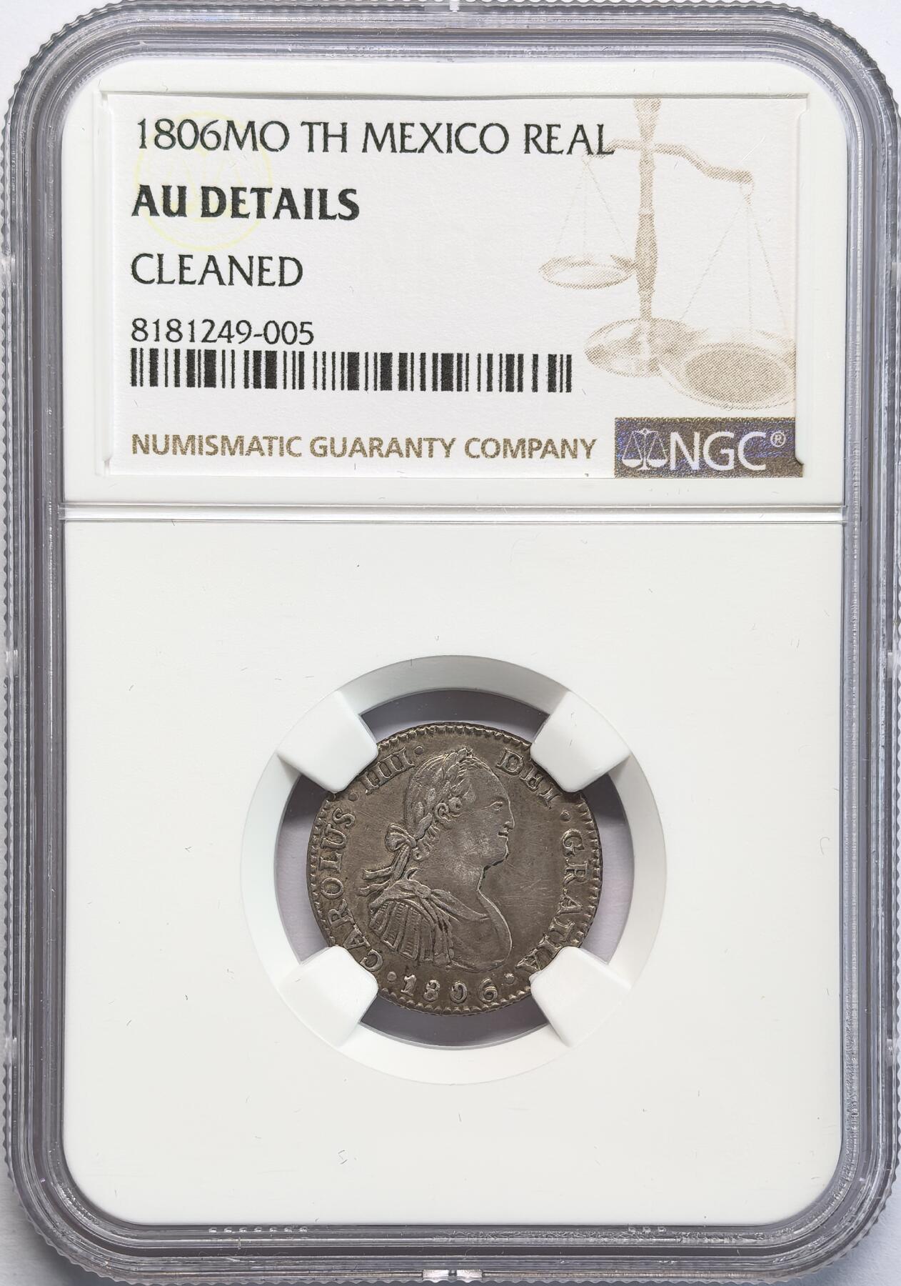 凡希社世界钱币微拍第二百八十二期 1806MO墨西哥卡四REAL银币NGC-AUD
