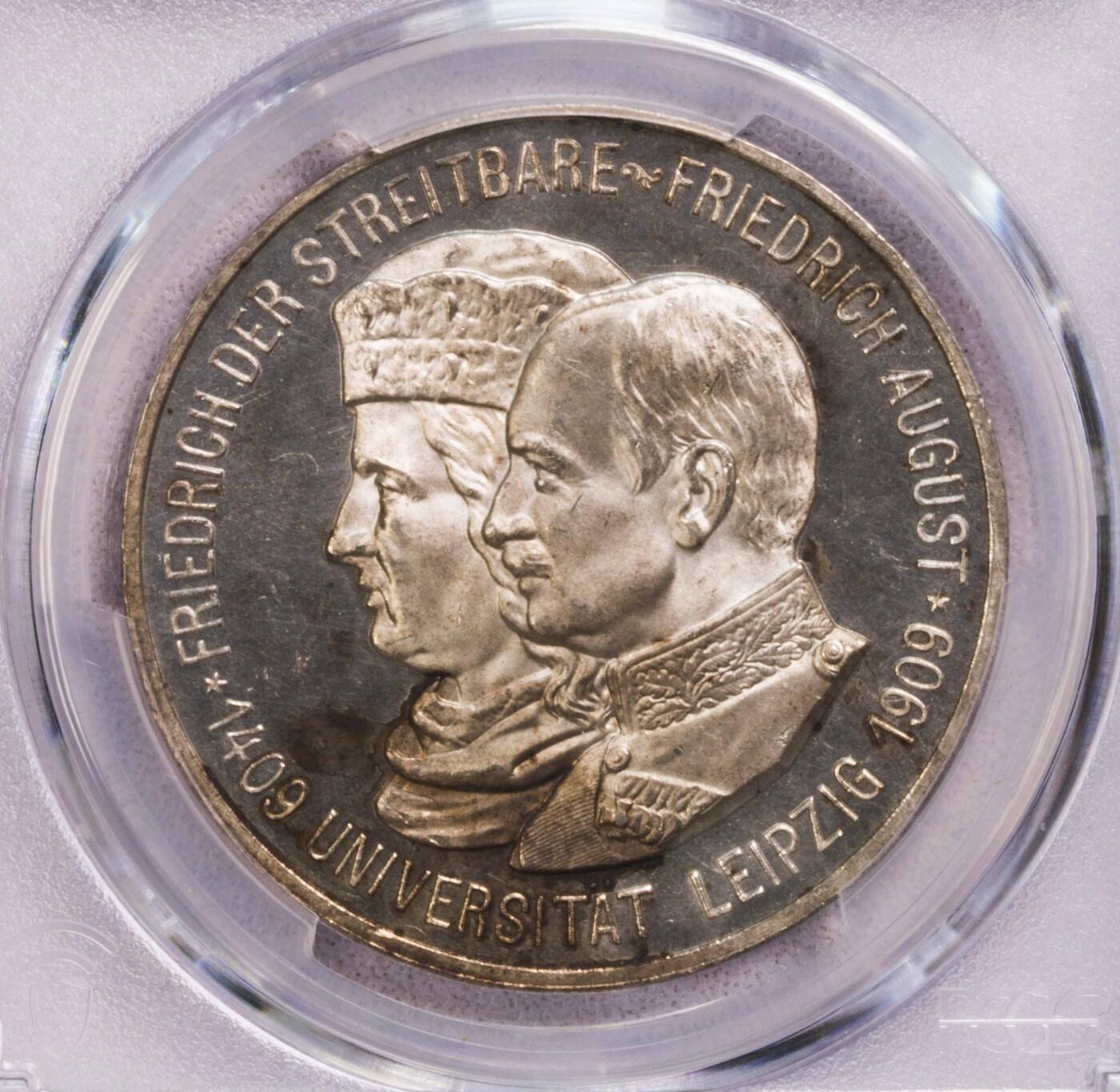 PCGS-PR65CAM 1909萨克森莱比锡大学5马克PF CA冠军