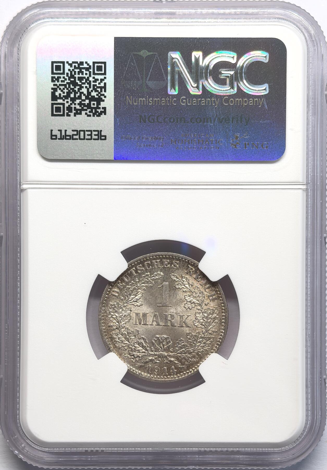 凡希社世界钱币微拍第二百八十二期 1914D德国银马克NGC-MS66