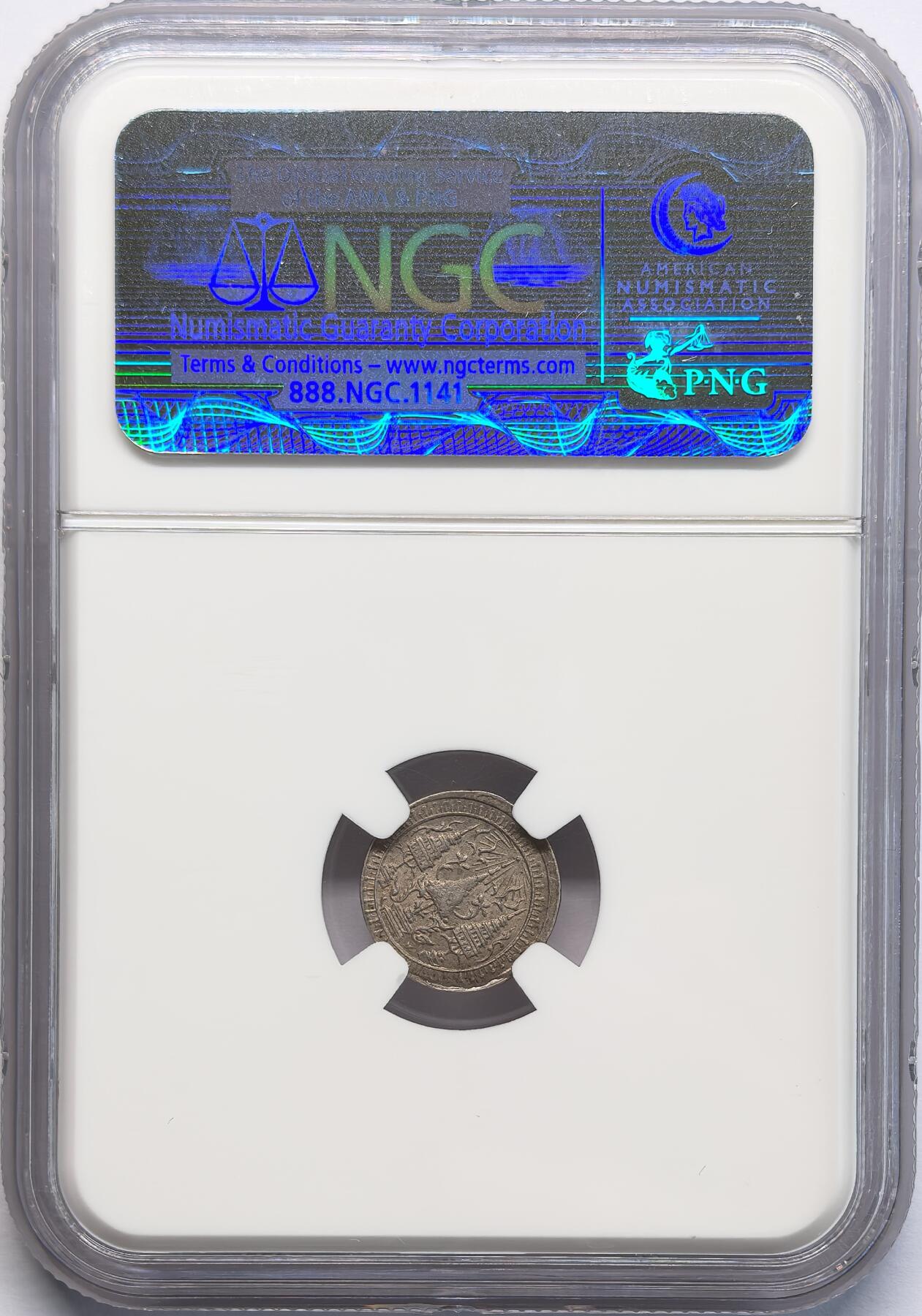 凡希社世界钱币微拍第二百八十二期 1860泰国大象1/16铢银币NGC-AU58，N标签错误，实物是很稀有的最小1/16面值。