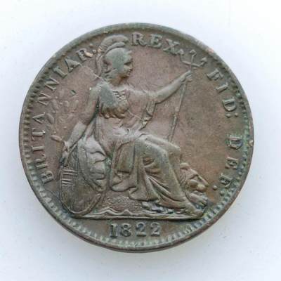 【淘币小摊】限时拍第四百零八拍 英国老铜币场 满百包邮 每周一统一发货 可预留两周发货 - 英国1822年乔治四世法新铜币