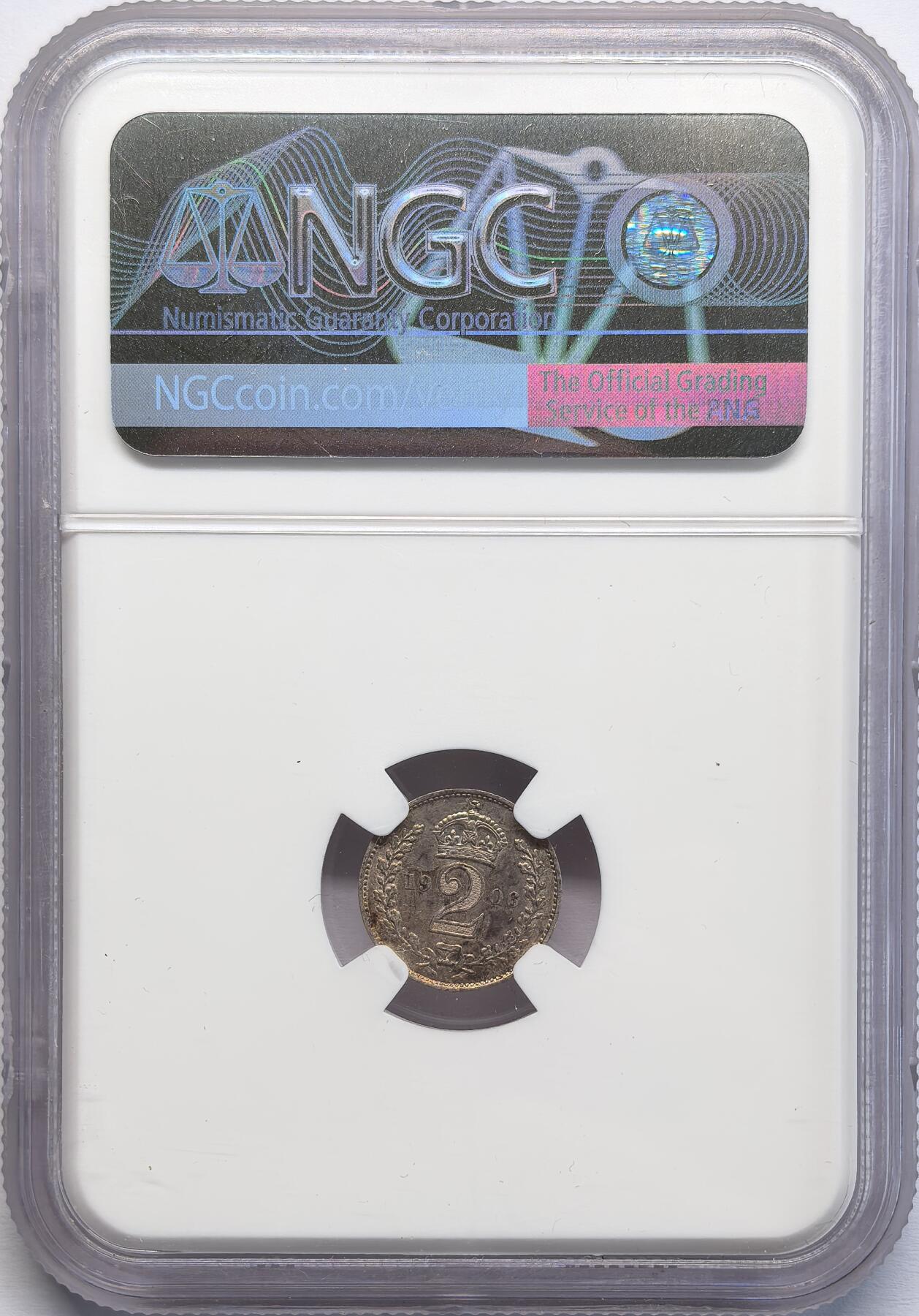 凡希社世界钱币微拍第二百八十二期 1906英国爱七2便士银币NGC-UNCD