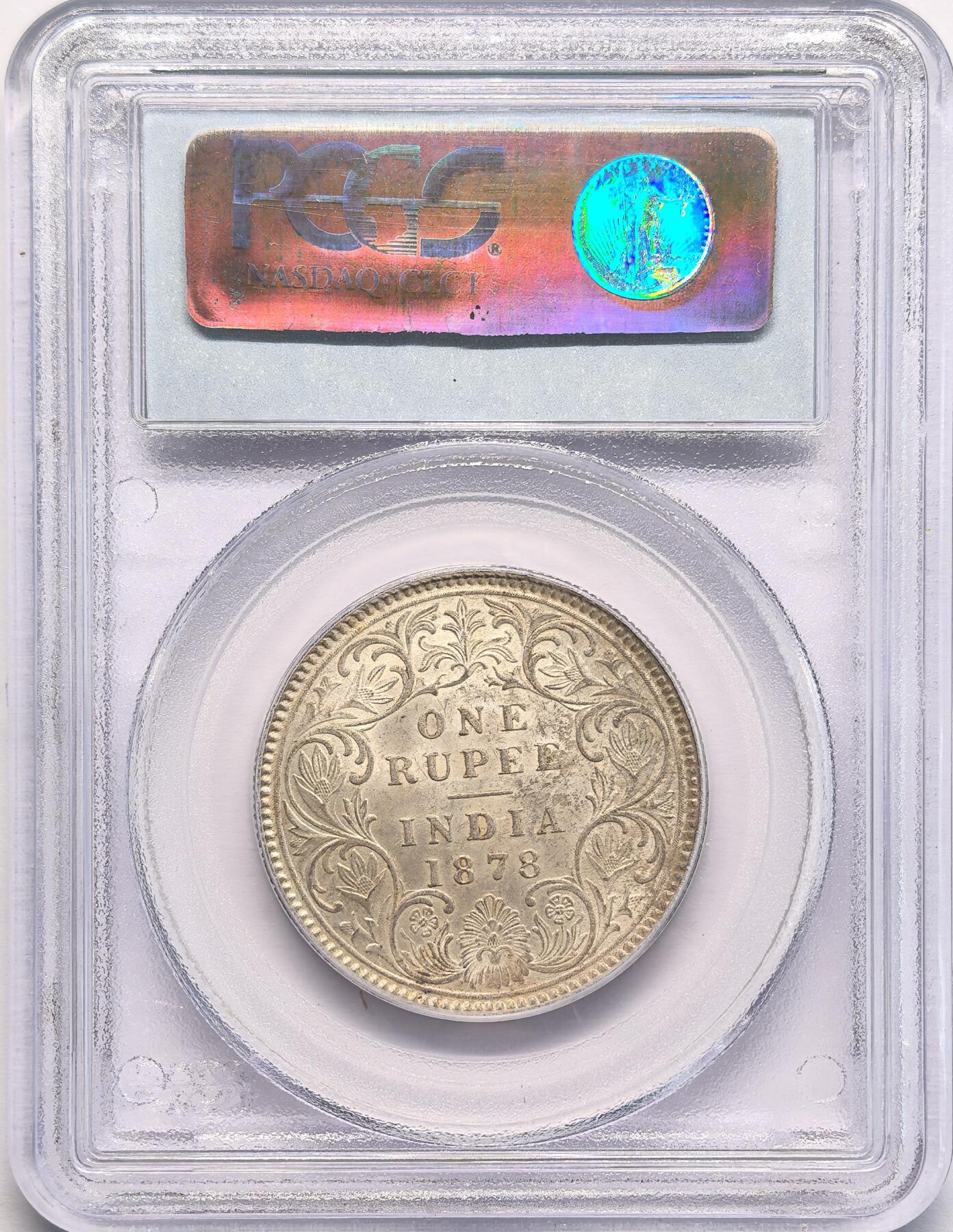 凡希社世界钱币微拍第二百八十二期 1878C英属印度小维卢比PCGS-MS62，粉光淡金彩，P老盒严评。