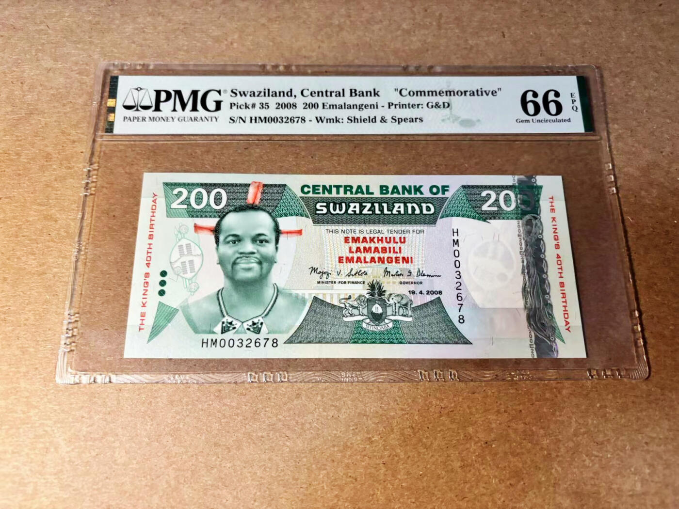 【Blue Auction】✨世界纸币精拍第533期【精】 斯威士兰 2008年200E PMG66EPQ 