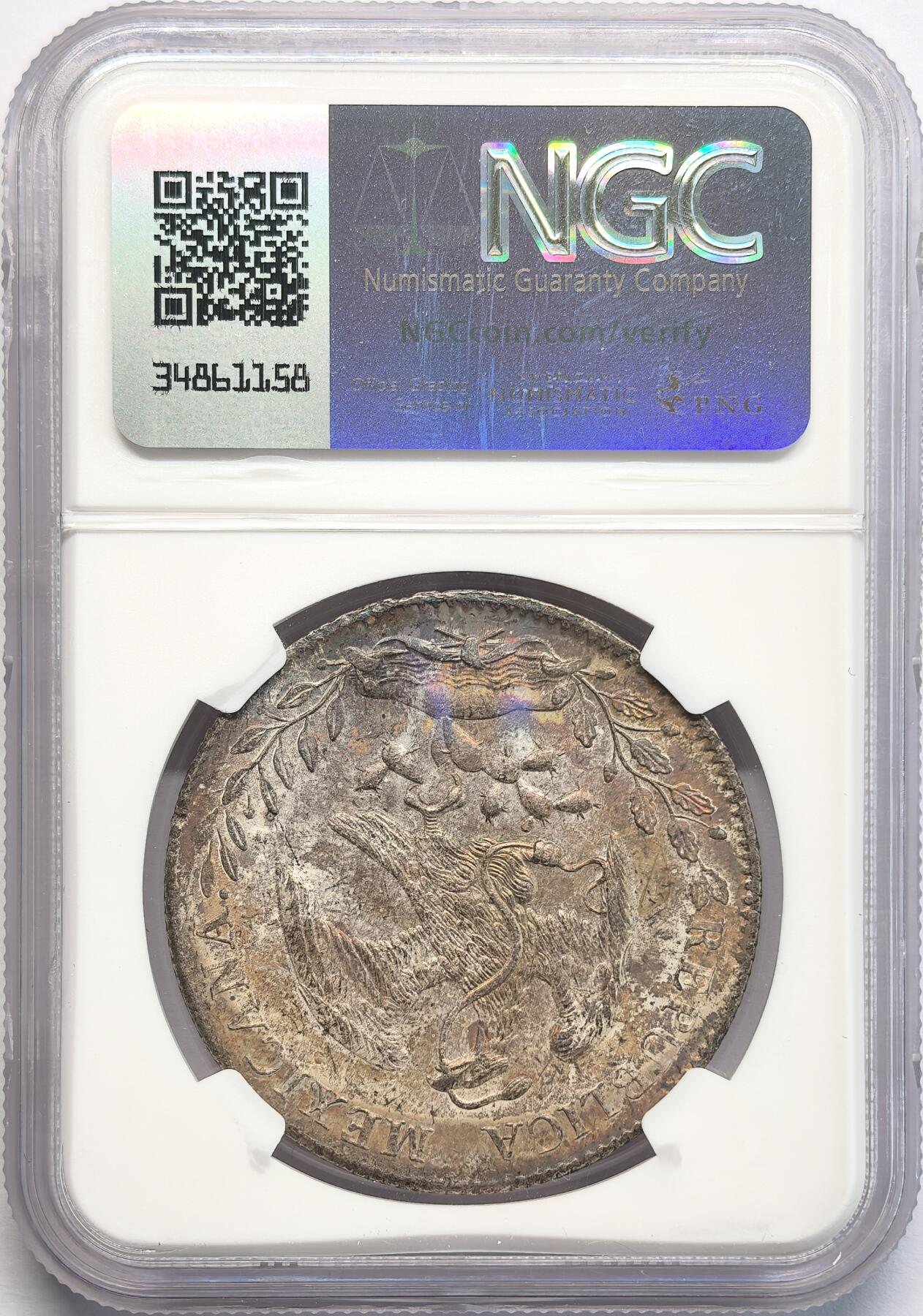 凡希社世界钱币微拍第二百八十二期 1897ZS墨西哥花边鹰洋NGC-MS62，韵味极佳的淡色五彩。
