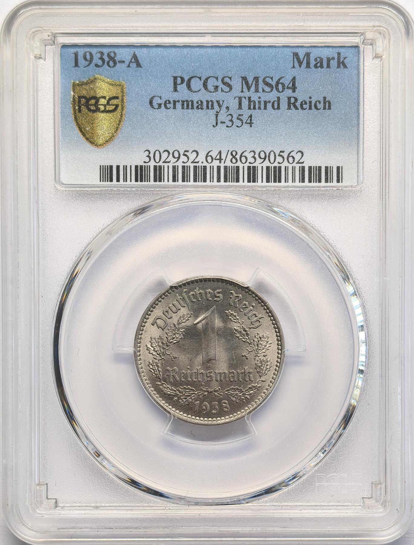 凡希社世界钱币微拍第二百八十二期 1938A德国马克镍币PCGS-MS64
