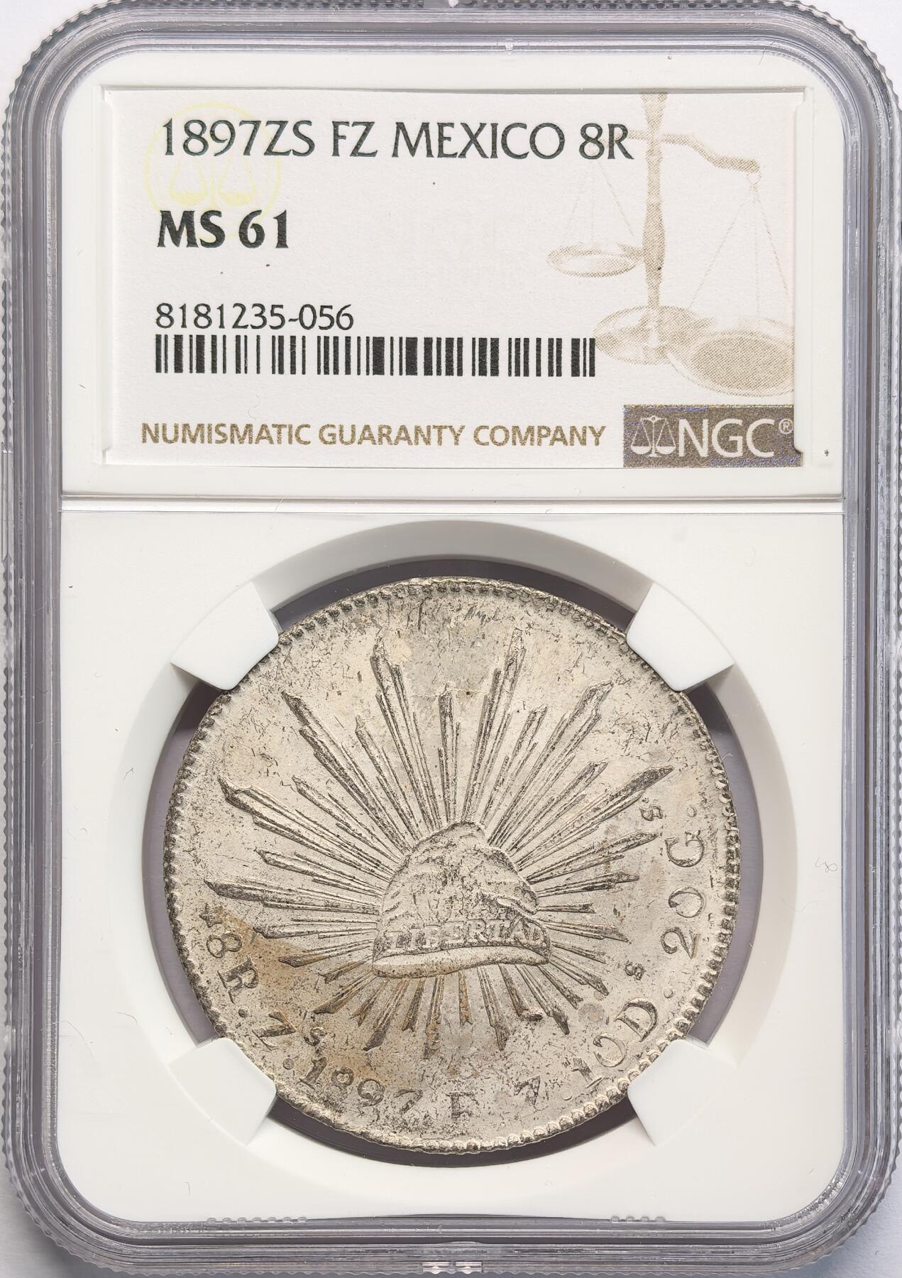 凡希社世界钱币微拍第二百八十二期 1897ZS墨西哥花边鹰洋NGC-MS61