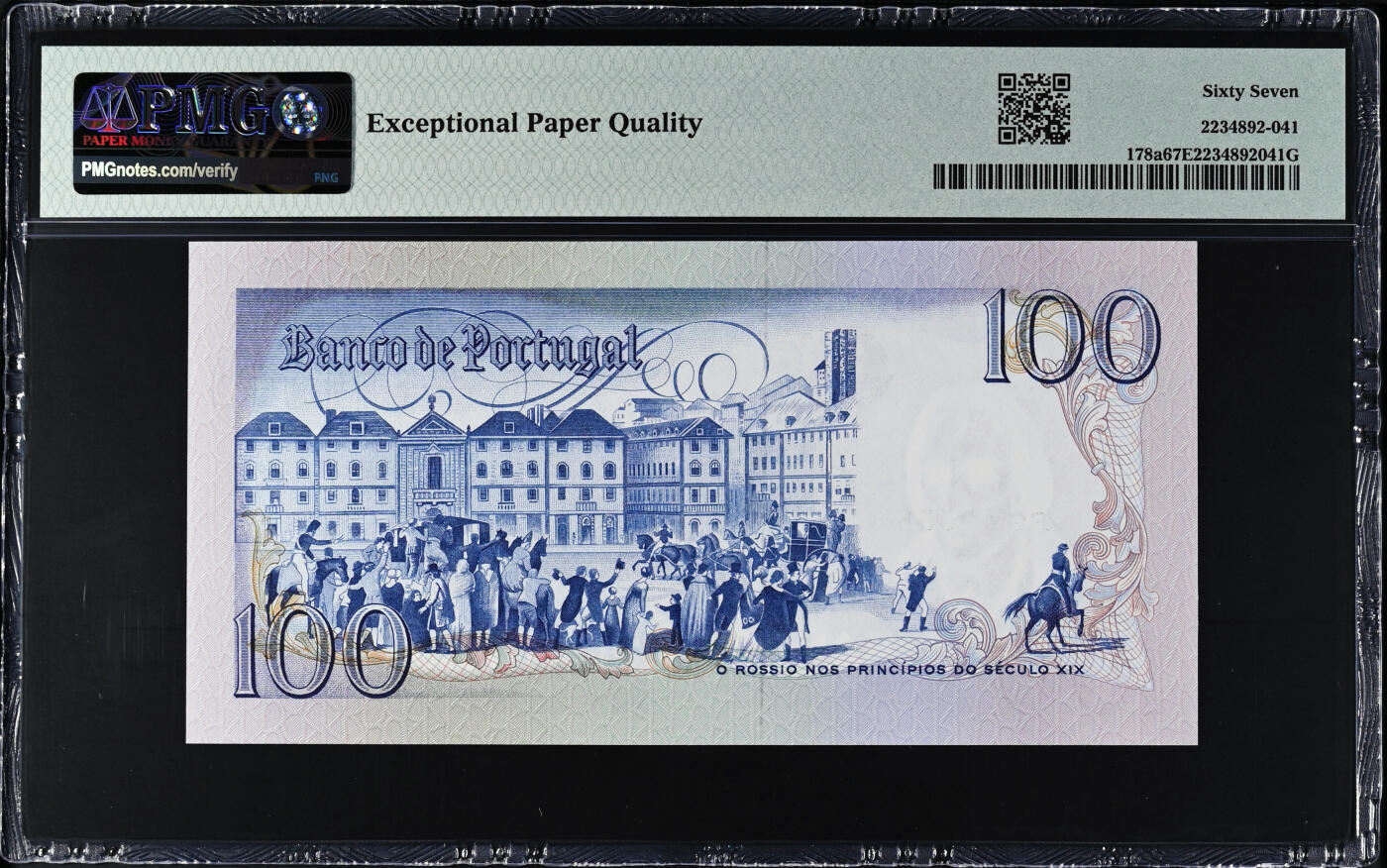 【Blue Auction】✨世界纸币精拍第533期【精】 葡萄牙 1980年100埃斯库多 PMG67EPQ 高分  背面大场景 