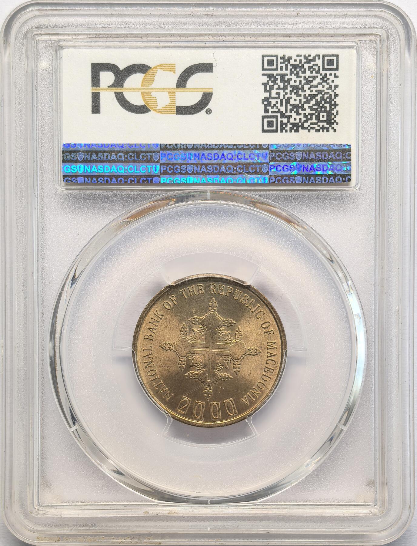 凡希社世界钱币微拍第二百八十二期 2000马其顿共和国DINAR骡币PCGS-MS65