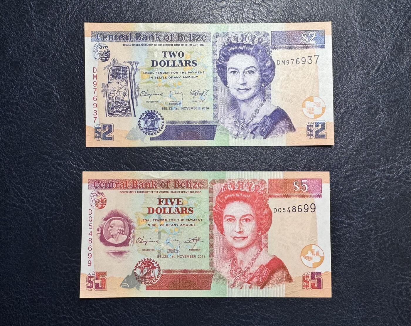 收藏联盟Quantum Auction 第371期拍卖  伯利兹2011年2和5元以及巴哈马2001和2019年1/2元首发A冠 品相全新UNC