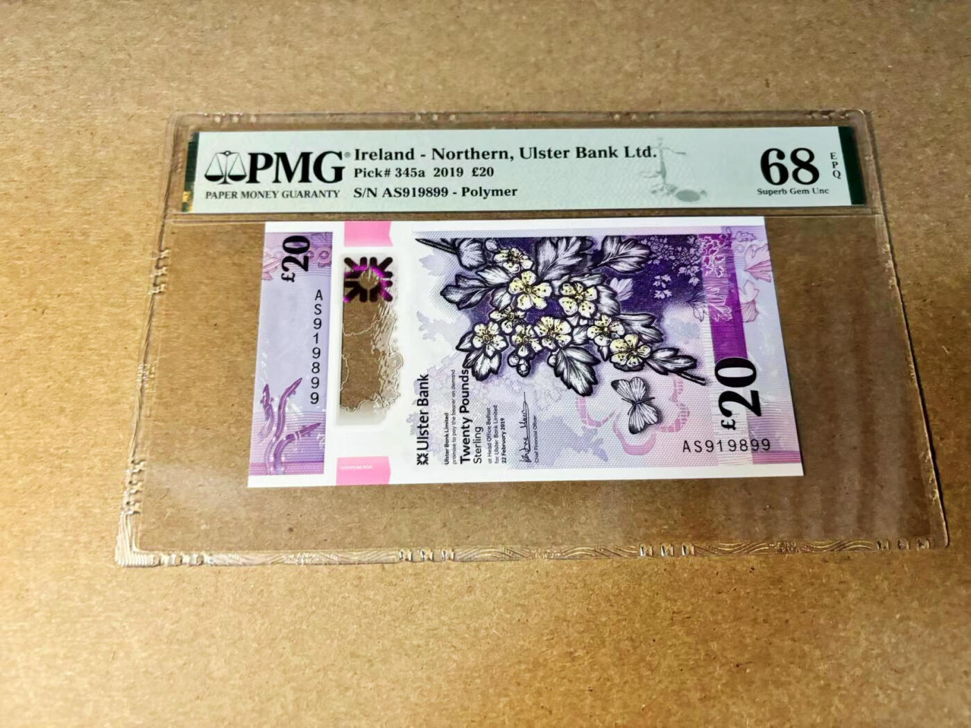 【Blue Auction】✨世界纸币精拍第533期【精】 【倒置号】北爱尔兰 2019年20镑 PMG68EPQ 超高分