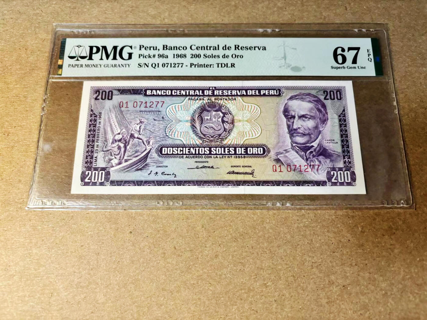 【Blue Auction】✨世界纸币精拍第533期【精】 秘鲁 1968年200索尔 PMG67EPQ 高分