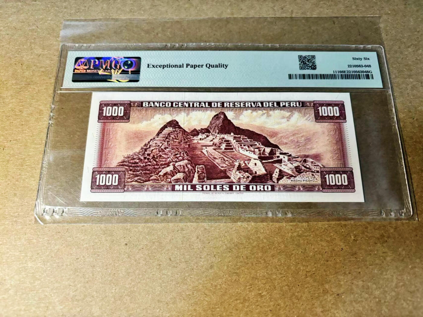 【Blue Auction】✨世界纸币精拍第533期【精】 【无47】秘鲁 1975年1000索尔 PMG66EPQ 背面古迹精美