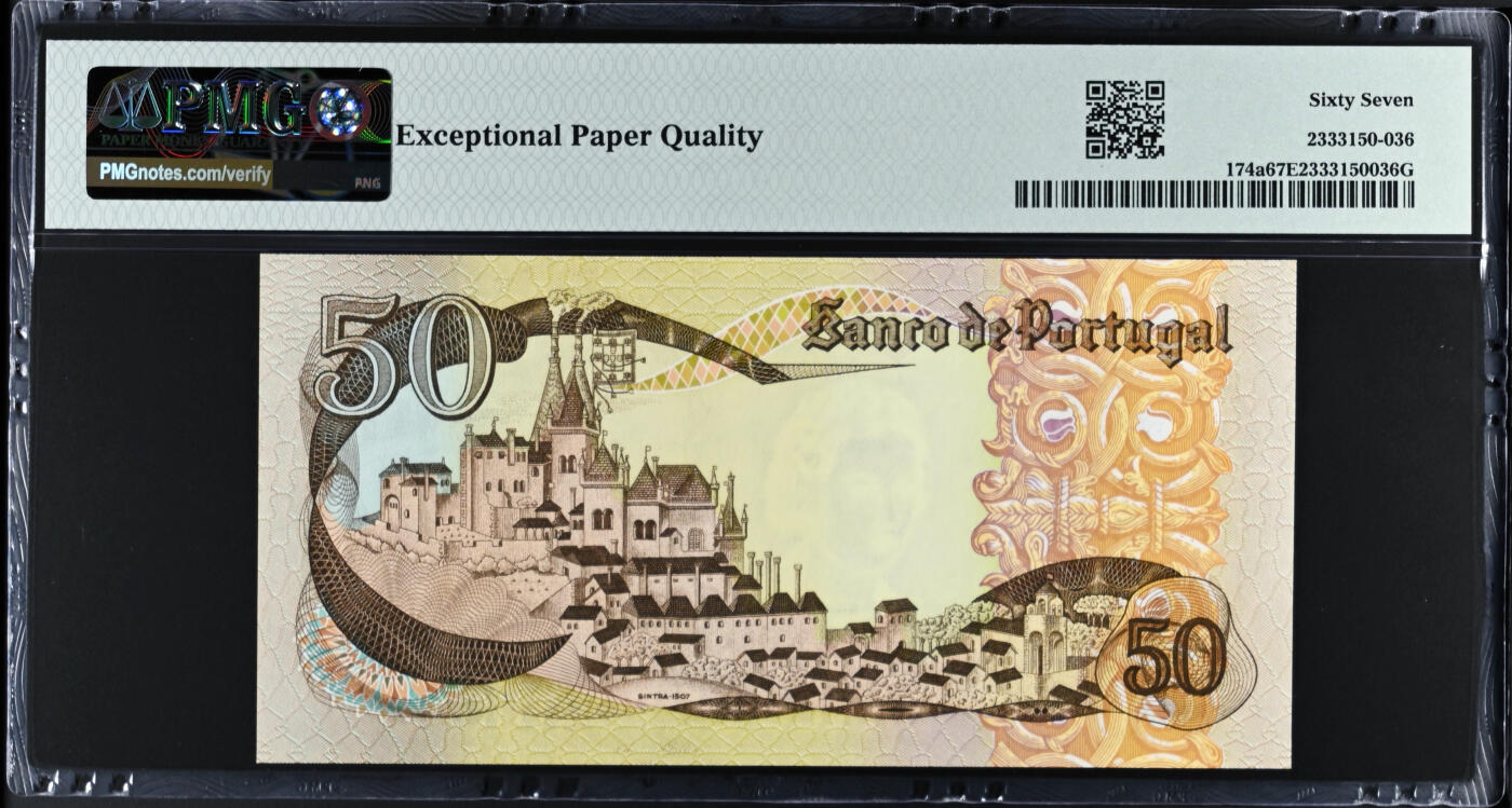 【Blue Auction】✨世界纸币精拍第533期【精】 【无47】葡萄牙 1968年50埃斯库多 PMG67EPQ 高分  