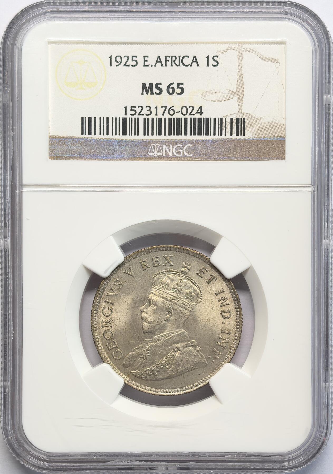 凡希社世界钱币微拍第二百八十二期 1925东非乔五先令银币NGC-MS65