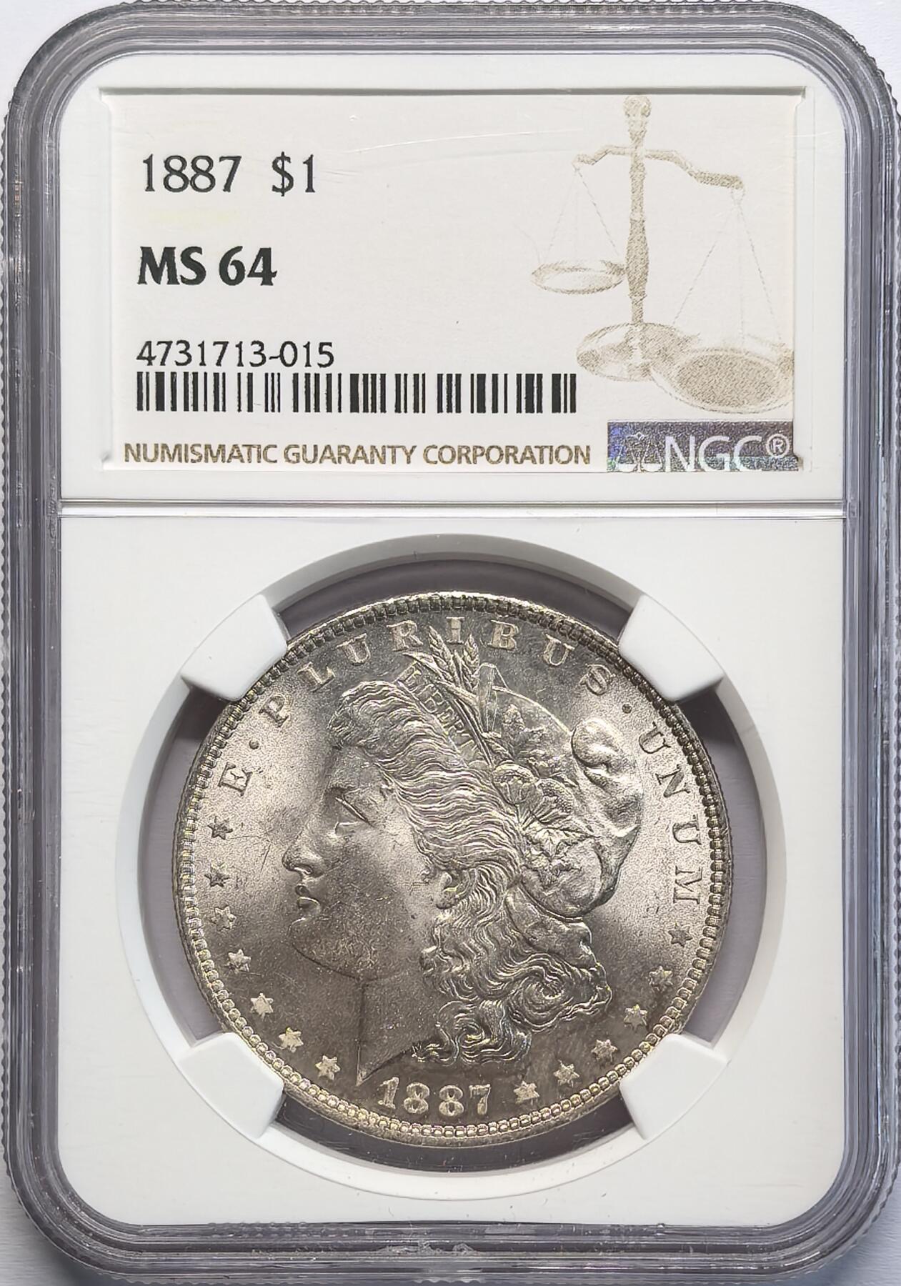 凡希社世界钱币微拍第二百八十二期 1887美国摩根壹元NGC-MS64