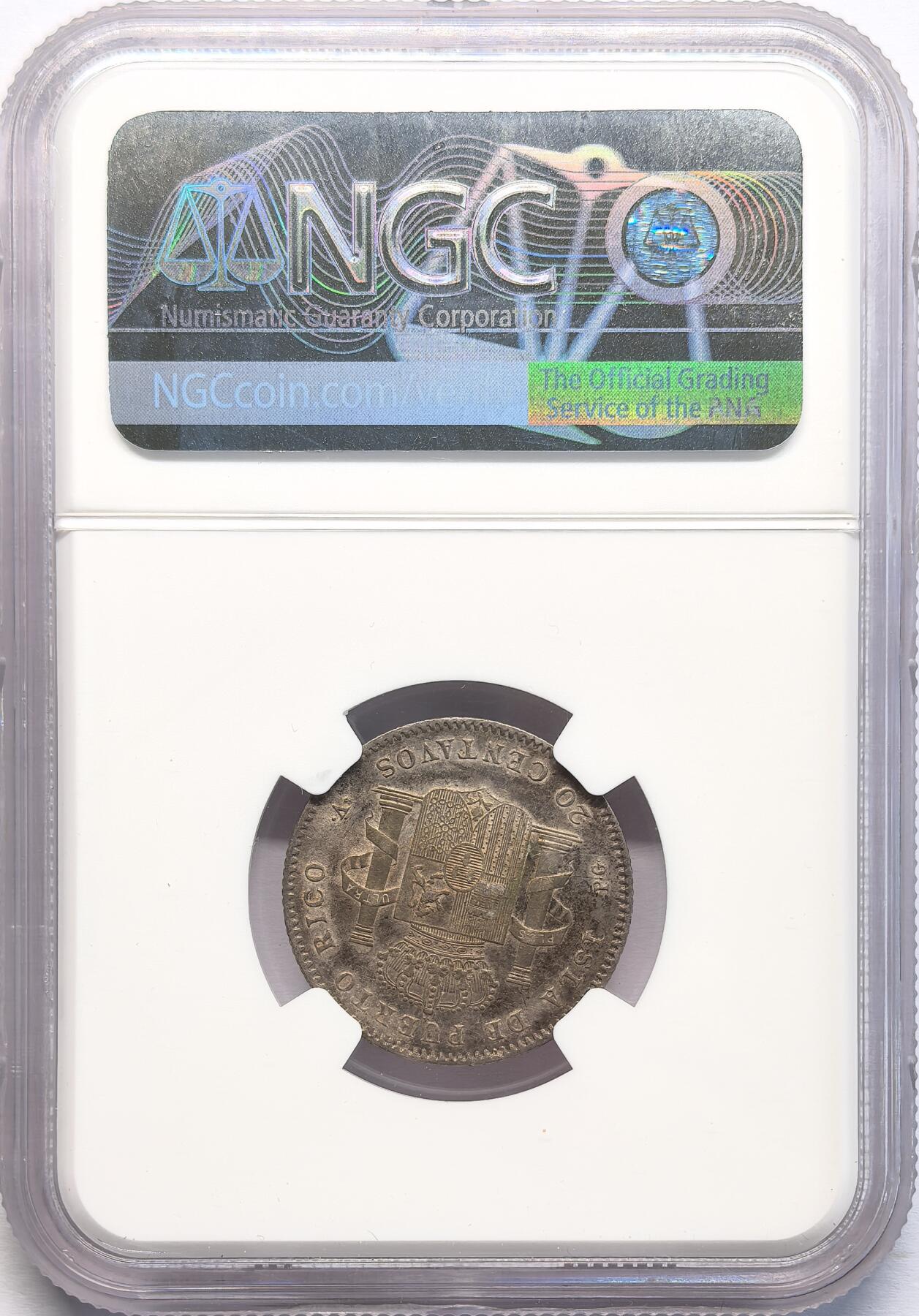 凡希社世界钱币微拍第二百八十二期 1895波多黎各20分银币NGC-XFD