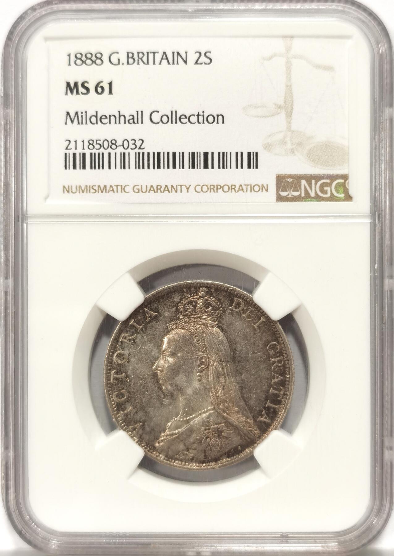 博洋堂“长夏未央”8月精品专场暨第089期（全场包邮） NGC MS61 英国1888年维多利亚高冠弗洛林 经典吉祥年份 名家收藏品 英国老彩