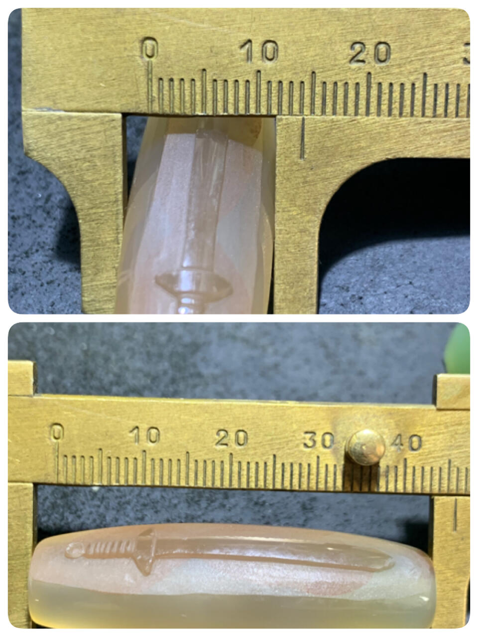 精美亚光高玉化巴西玛瑙手工俏色巧雕宝剑桶珠一个