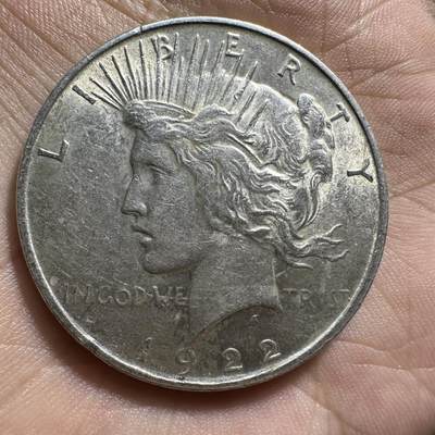 极美外币和章 - 原光！1922年美国自由女神和平鸽1美元银币