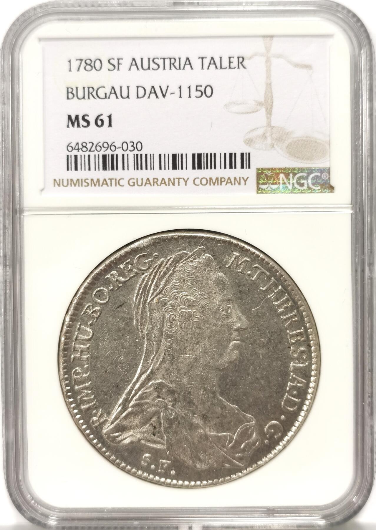博洋堂“长夏未央”8月精品专场暨第089期（全场包邮） NGC MS61 根茨堡1780大奶妈原铸泰勒，H27版本少见。NGC按照达文波特目录标注，数量不具参考性
